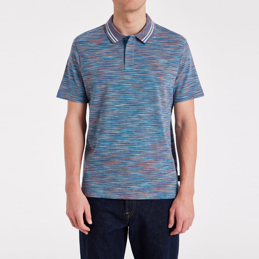 - Space Dye Polo Shirt - Blue