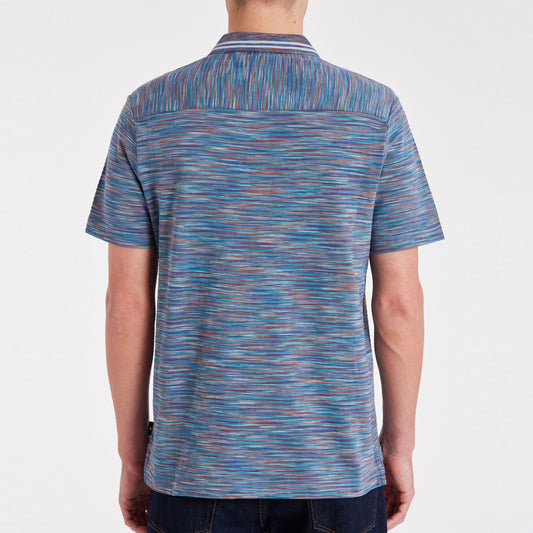 - Space Dye Polo Shirt - Blue