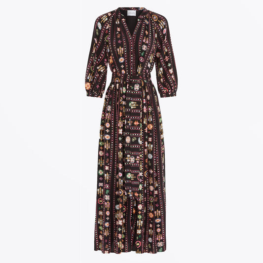 - Esmerelda Viscose Crepe Maxi Shirt Dress - Black