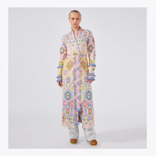 Magic Mosaic Cotton Jacquard Duster - Blue Multi