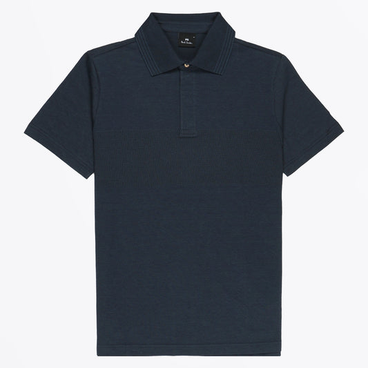 Jacquard Stripe Polo Shirt - Dark Navy