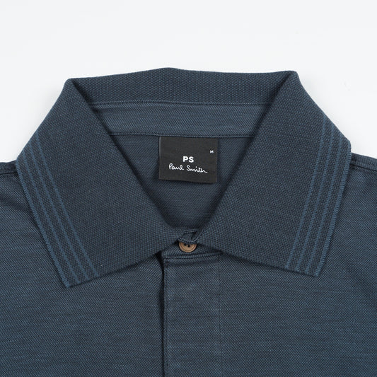 Jacquard Stripe Polo Shirt - Dark Navy
