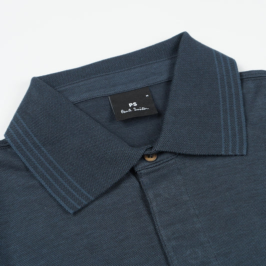 Jacquard Stripe Polo Shirt - Dark Navy
