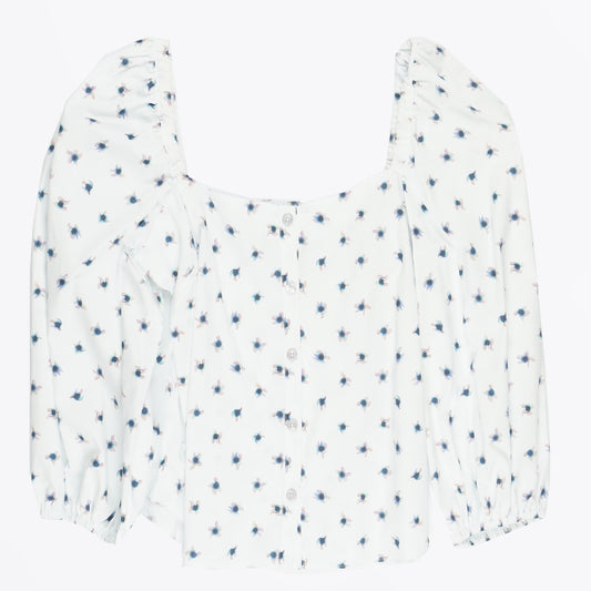 - Button Front Cotton Top - White