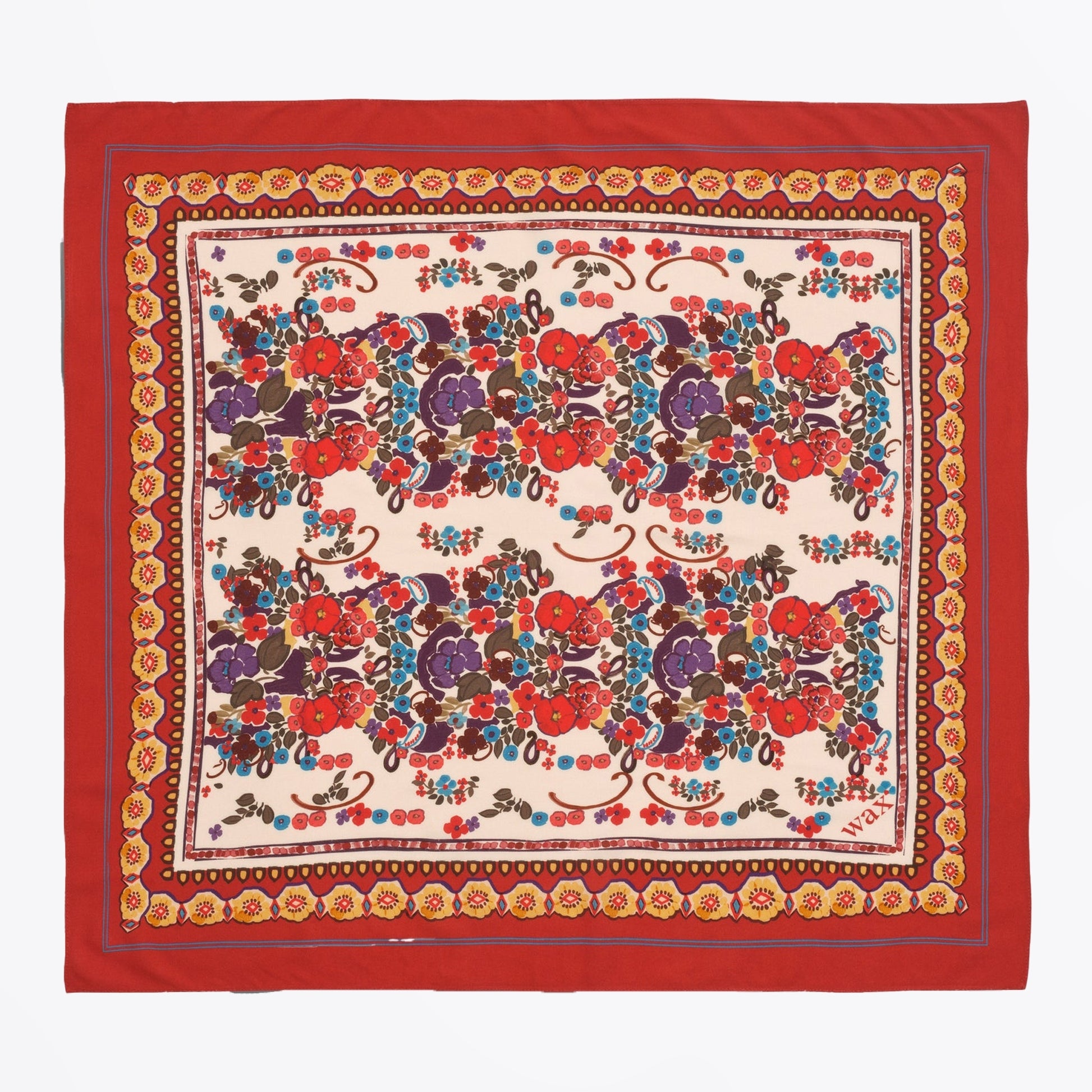Wax Neck Scarf Border - Red
