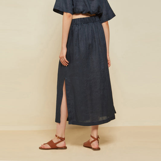 - Linen Skirt - Blue