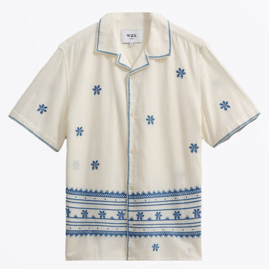- Didcot Shirt Daisy Embroidery - Ecru/Blue