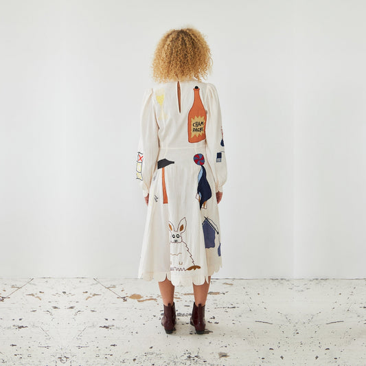 Katara Handcrafted Midi Dress - Ivory