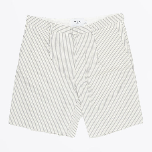 Linen Pleat Stripe Short - Ecru