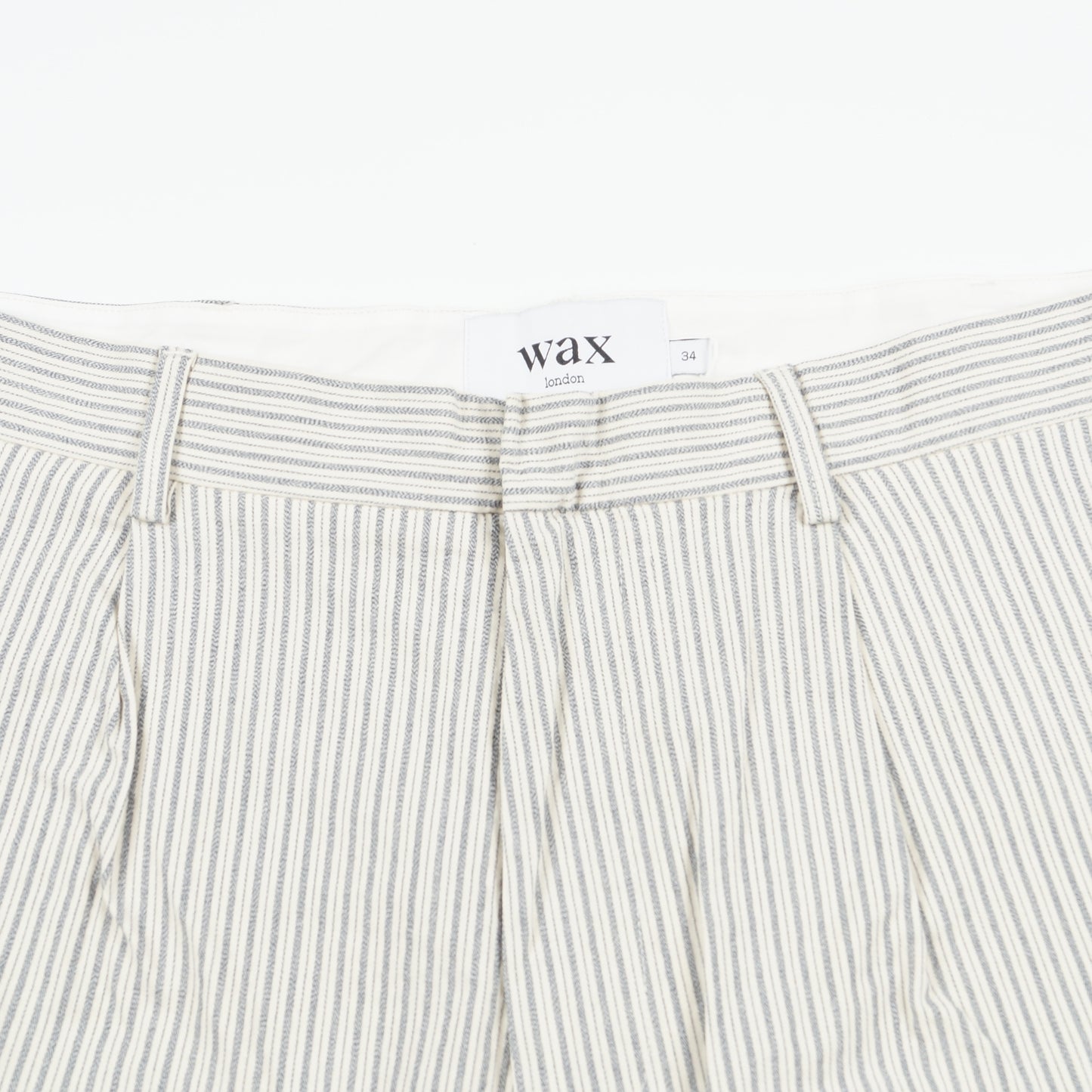 Linen Pleat Stripe Short - Ecru