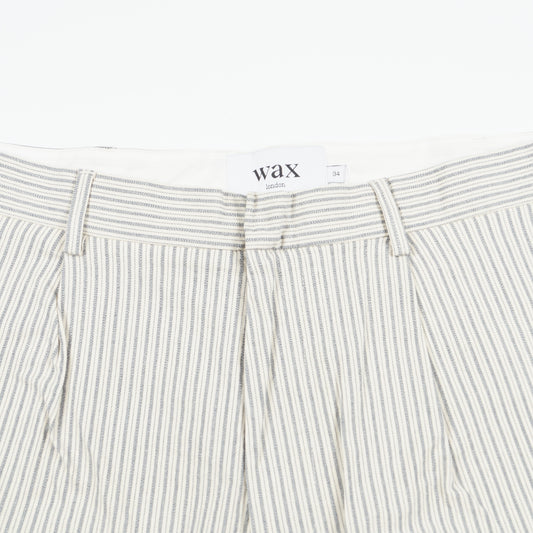 Linen Pleat Stripe Short - Ecru