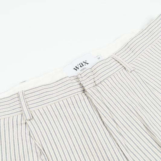 Linen Pleat Stripe Short - Ecru