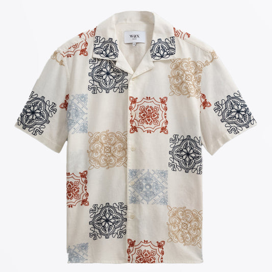 - Didcot Ornate Squares Shirt - Ecru