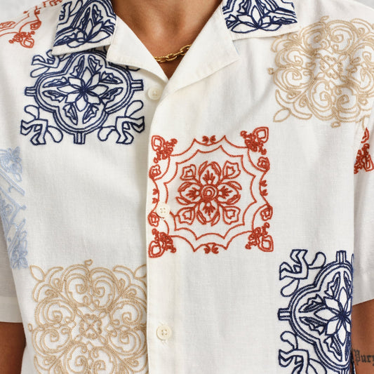 - Didcot Ornate Squares Shirt - Ecru