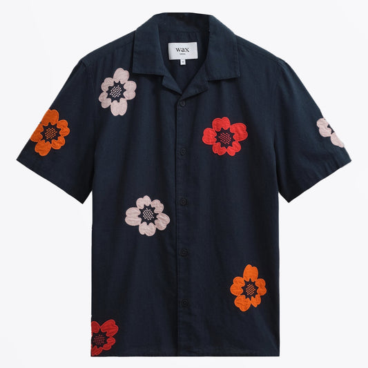 - Didcot Applique Floral Shirt - Navy