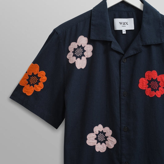 - Didcot Applique Floral Shirt - Navy