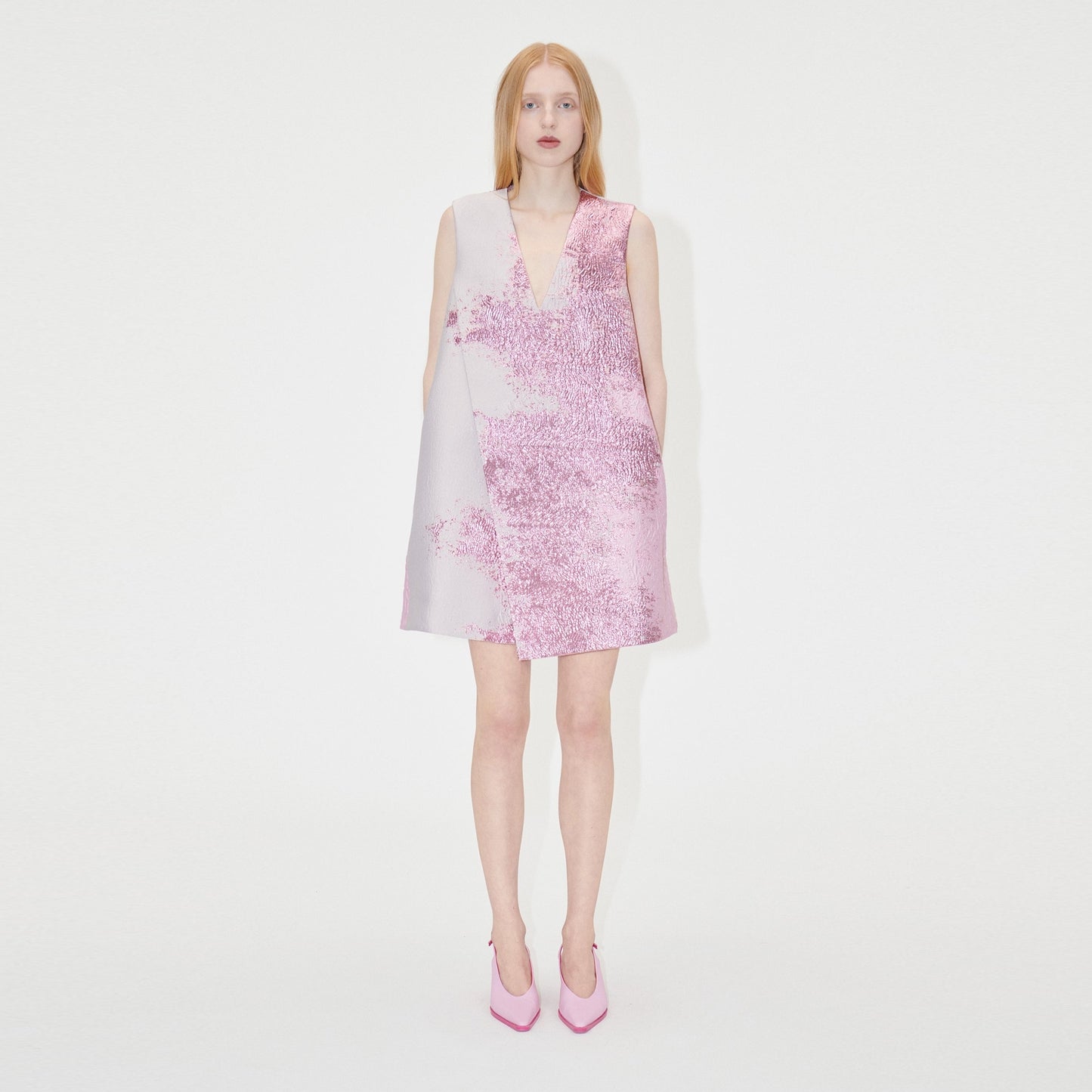 - Tamar Woven Jaquard Dress - Rose Bloom