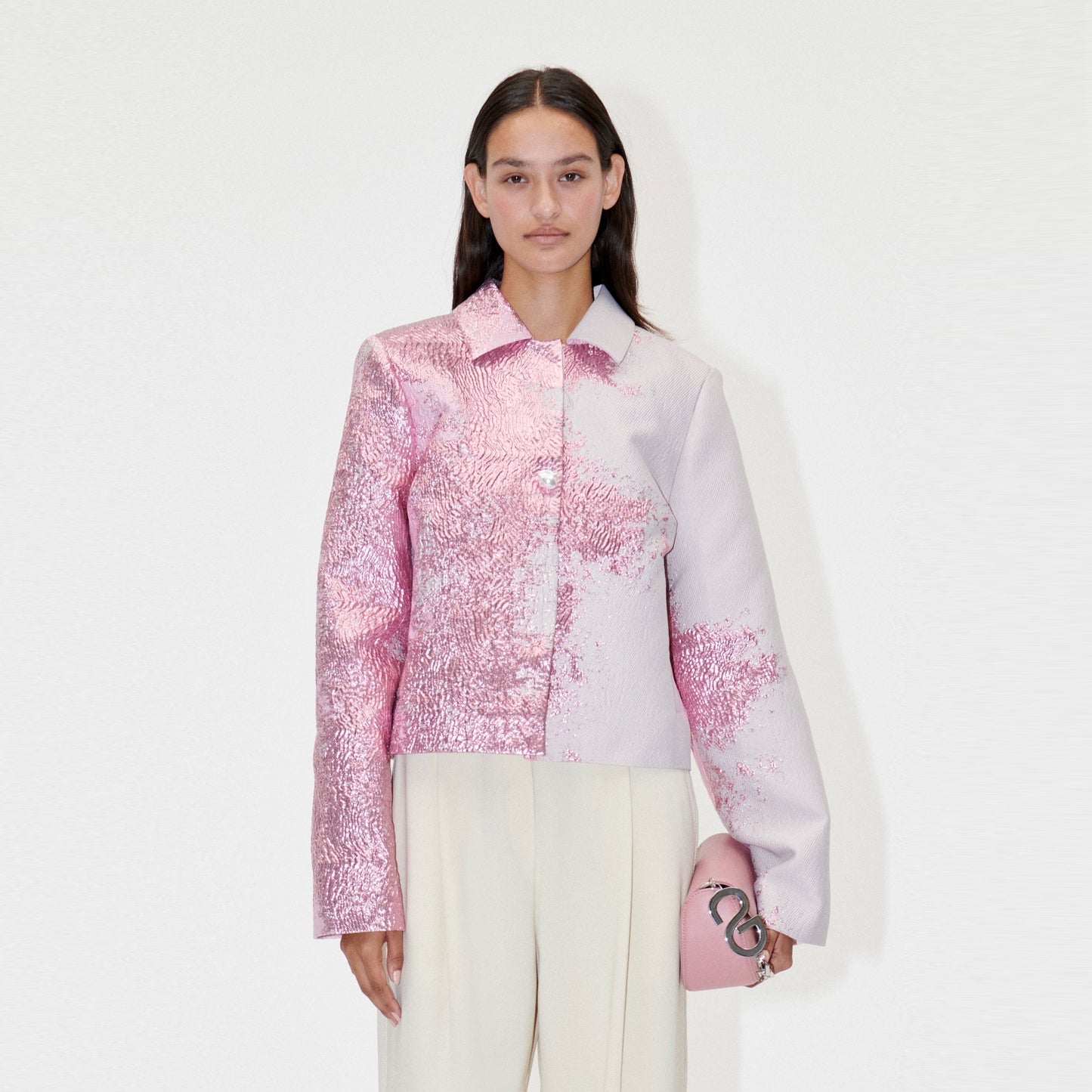 Kiana Woven Jacquard Jacket - Rose Bloom