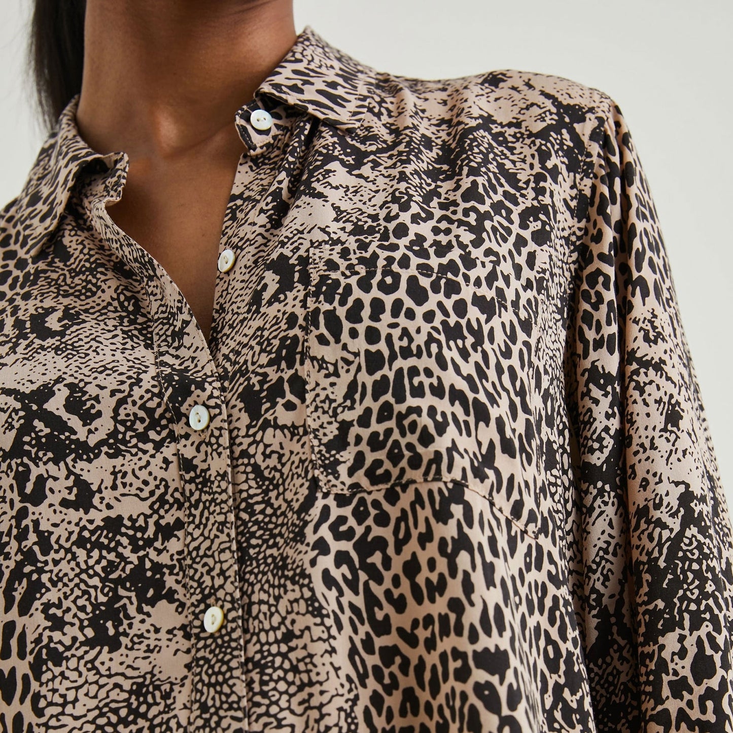 Josephine Shirt - Taupe Mixed Animal