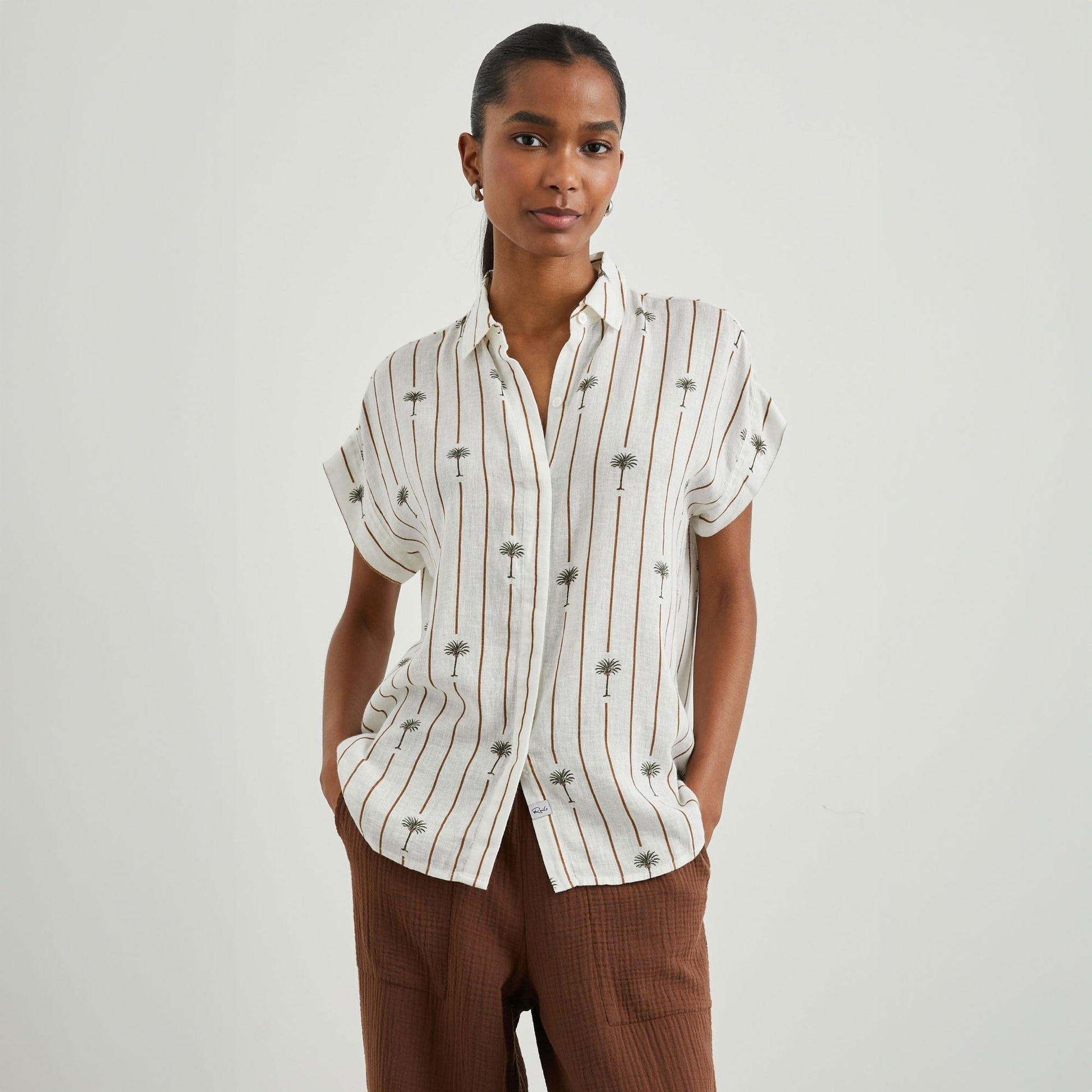 Rails Jamie Shirt - Stripe Palms