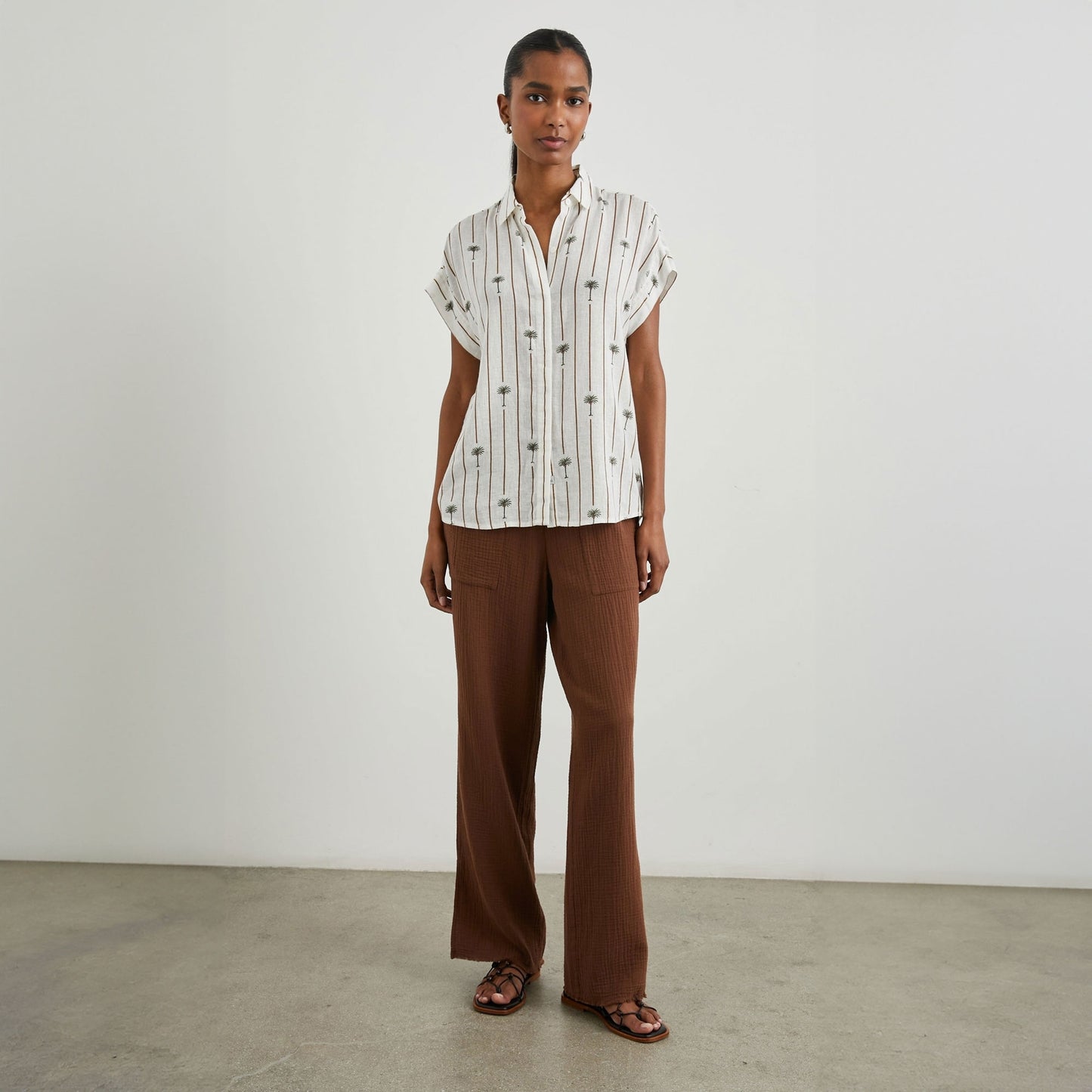 Jamie Shirt - Stripe Palms