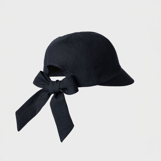 Linen Bow Cap - Navy