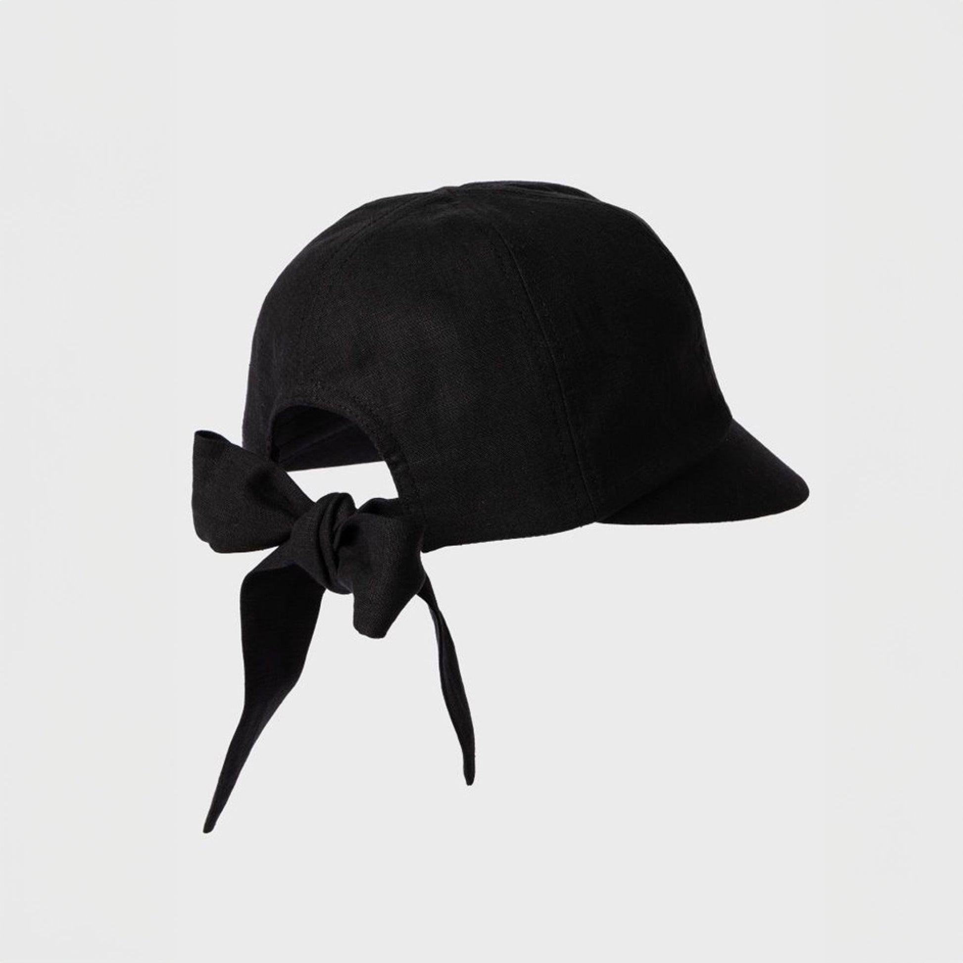 Paul Linen Bow Cap - Black