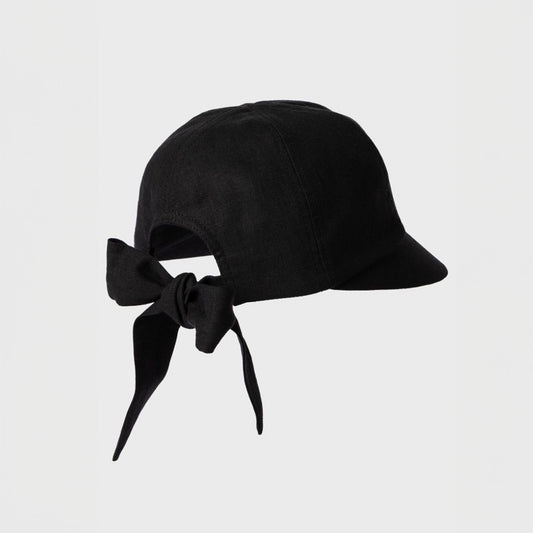 Linen Bow Cap - Black