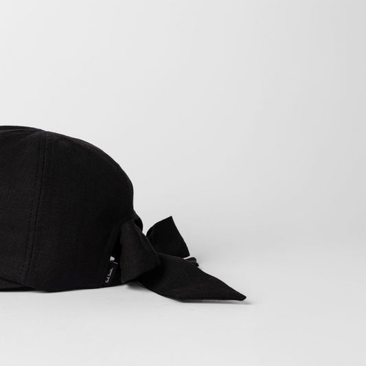 Linen Bow Cap - Black