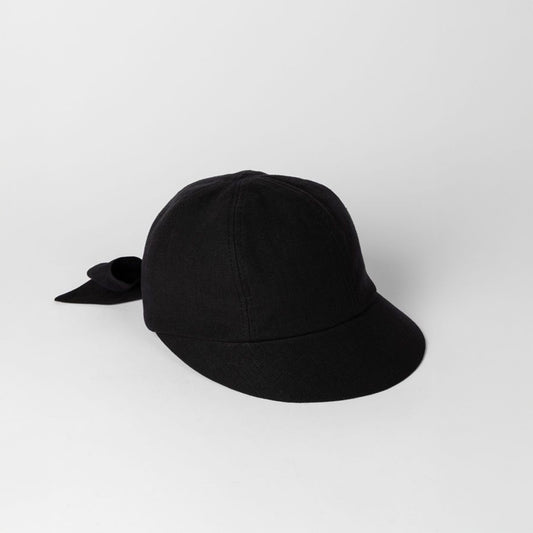 Linen Bow Cap - Black