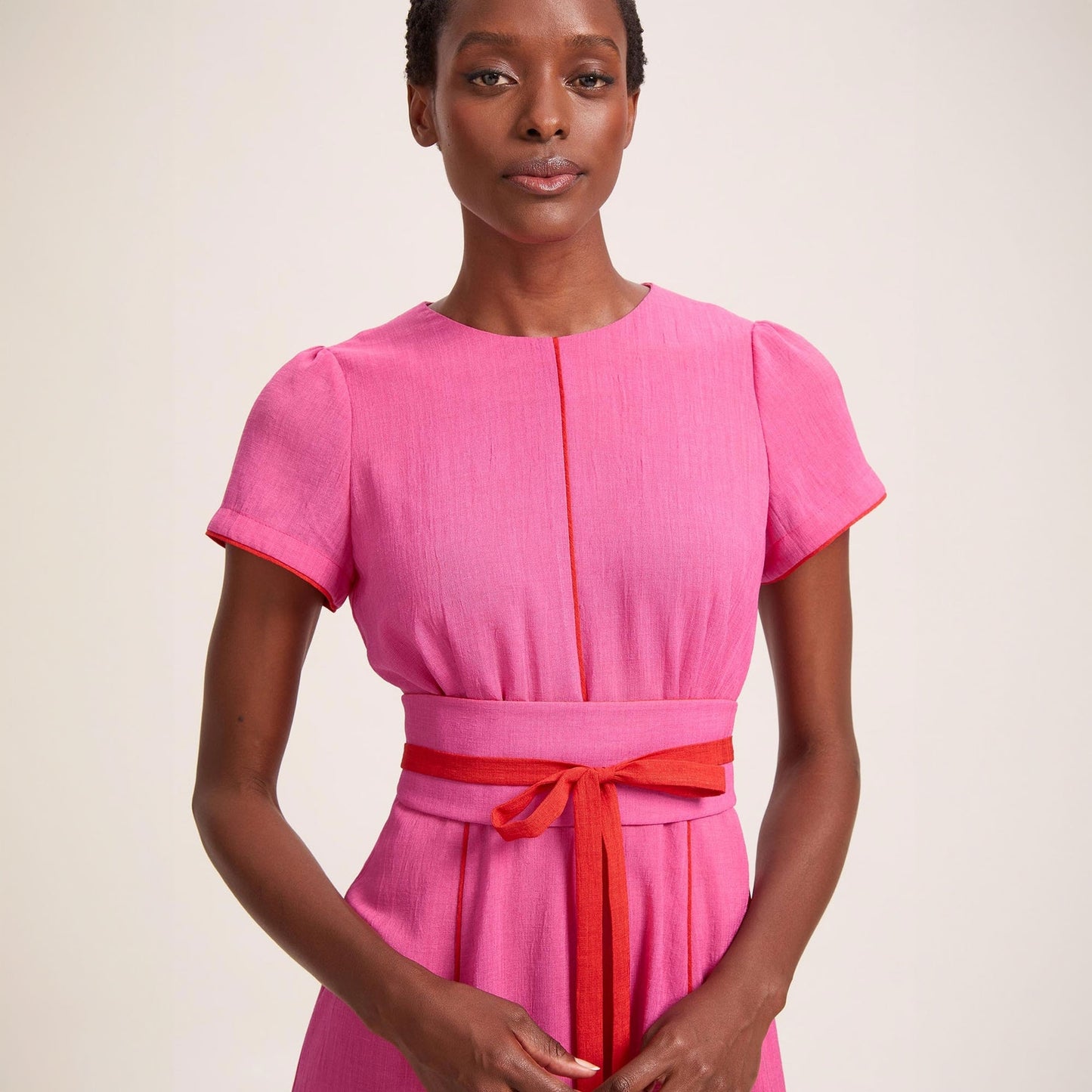 - Rosie Techni Voile Maxi Dress - Hot Pink/Crimson