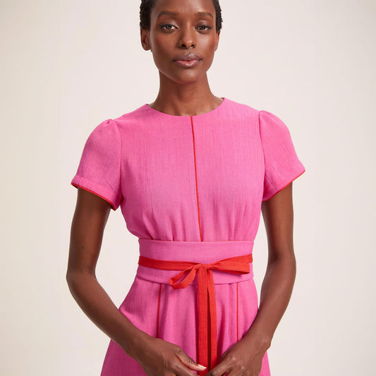 - Rosie Techni Voile Maxi Dress - Hot Pink/Crimson