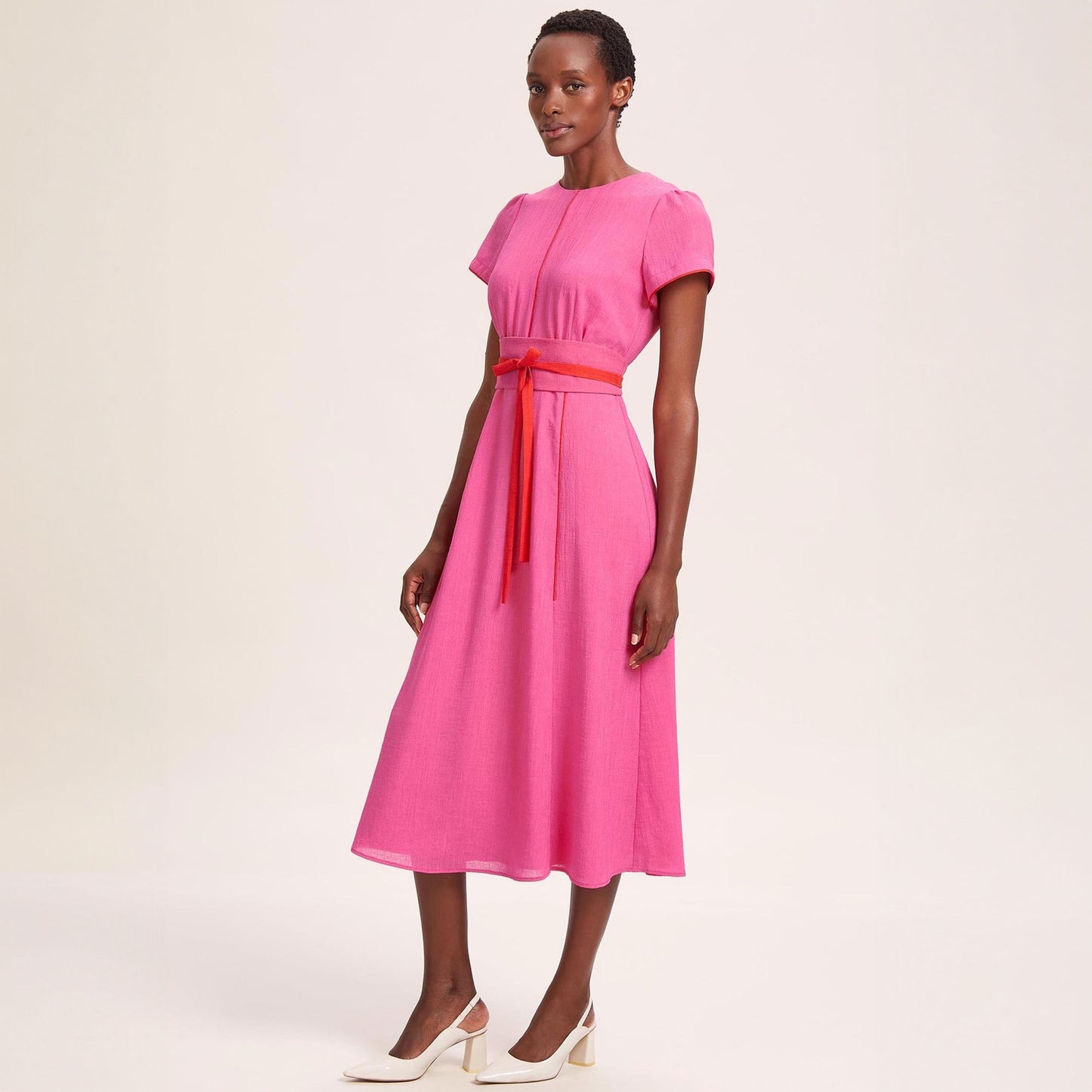 - Rosie Techni Voile Maxi Dress - Hot Pink/Crimson