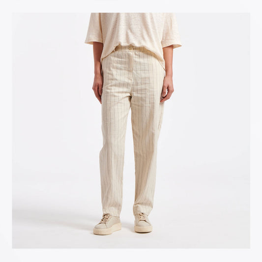 - Bart Pinstripe Trousers - Ecru