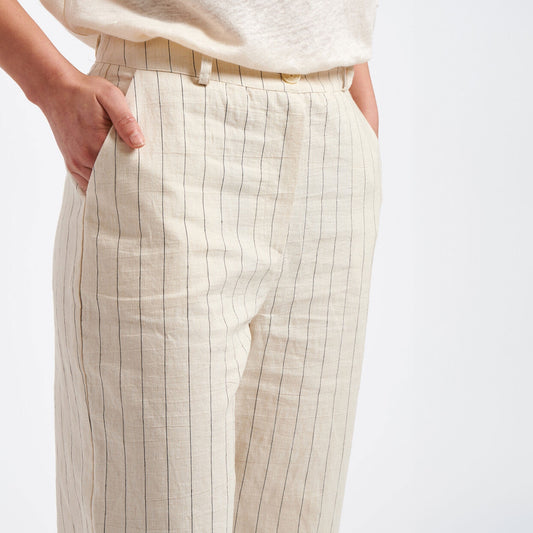 - Bart Pinstripe Trousers - Ecru