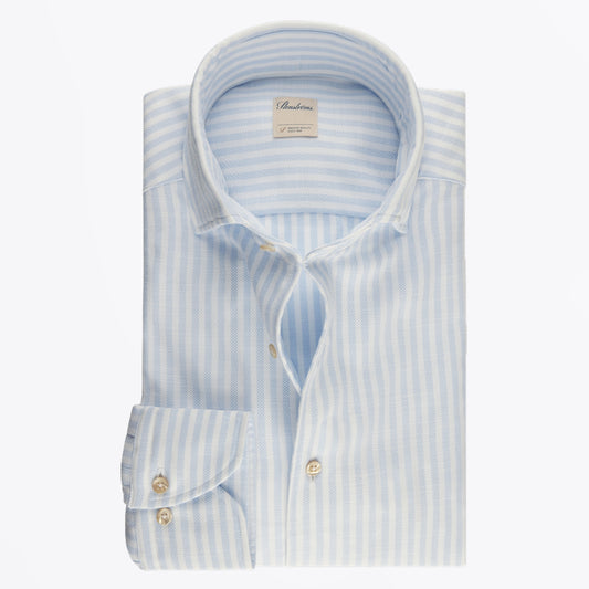 - Slimline Schiller Collar Shirt - Blue Stripe