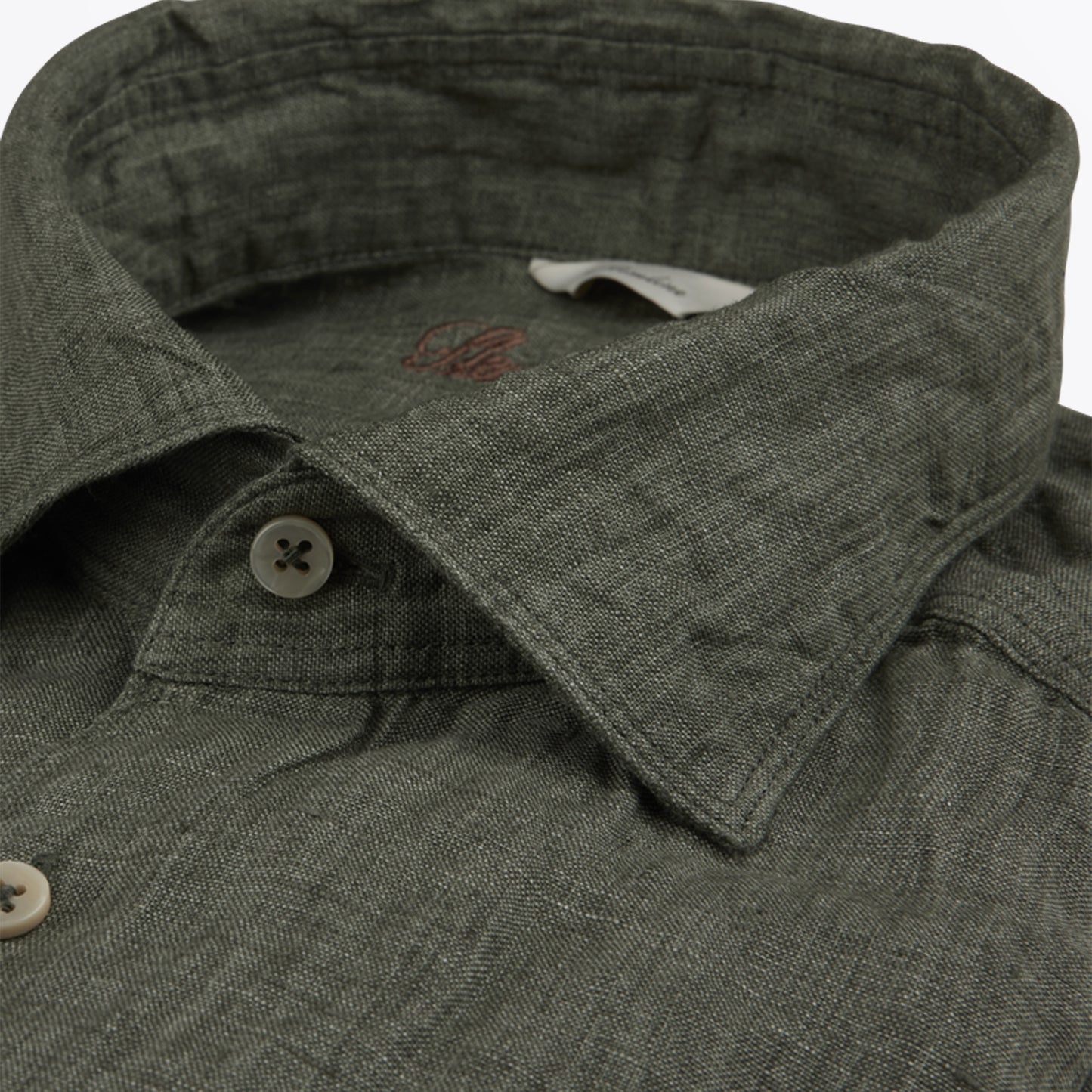 - Fitted Body Linen Shirt - Green