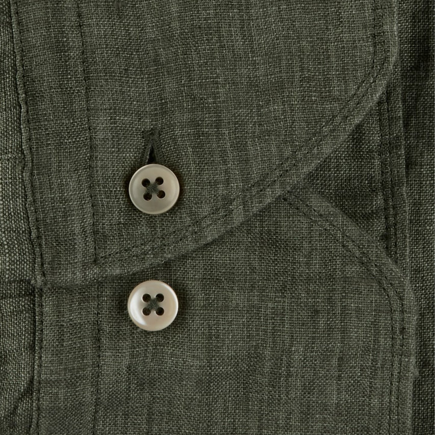- Fitted Body Linen Shirt - Green