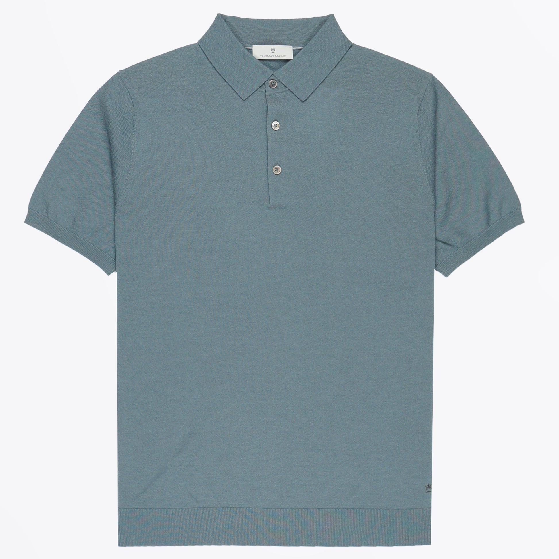 Thomas Merino SS Polo Shirt - Blue/Grey