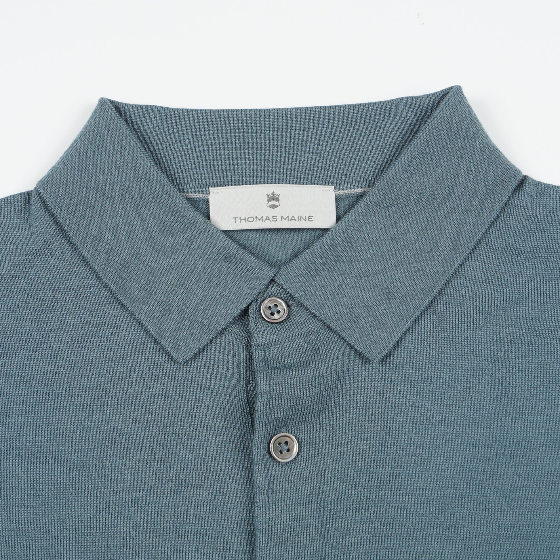 Thomas Merino SS Polo Shirt - Blue/Grey