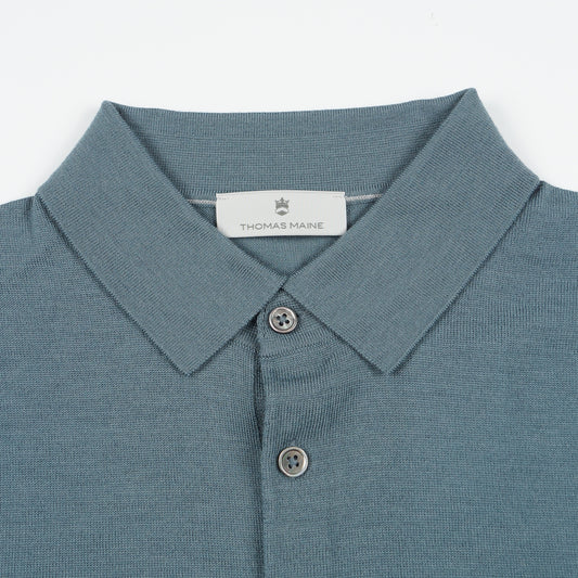 Merino SS Polo Shirt - Blue/Grey