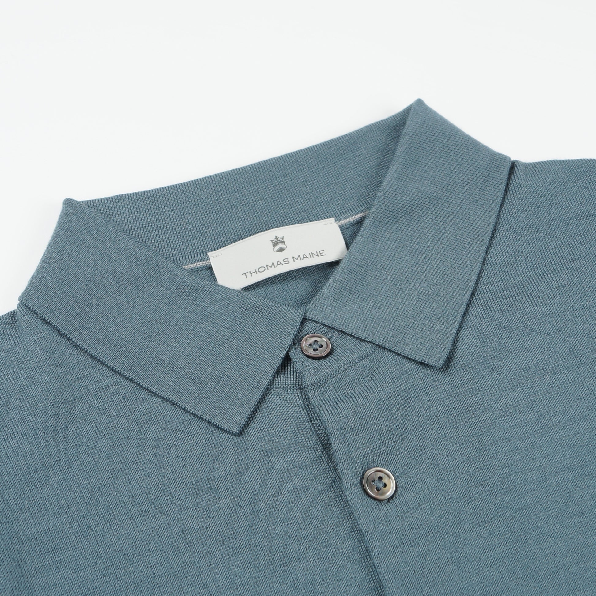 Thomas Merino SS Polo Shirt - Blue/Grey