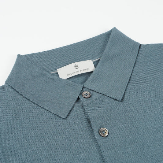Merino SS Polo Shirt - Blue/Grey
