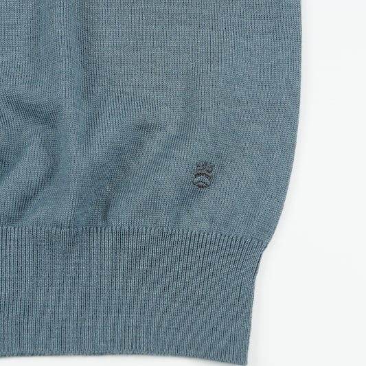 Merino SS Polo Shirt - Blue/Grey