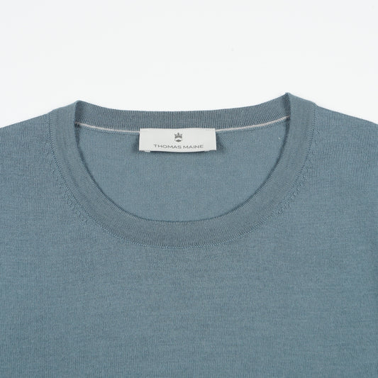 - Merino SS Pullover - Blue/Grey