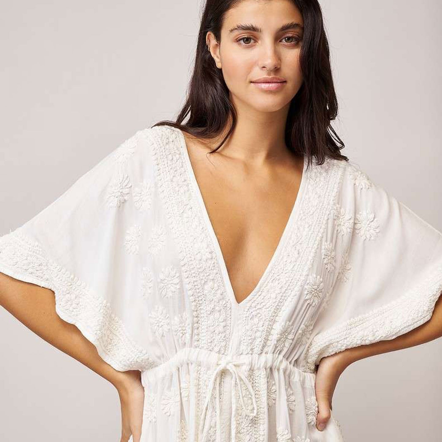 - Embroidered Coverup Dress - Ivory