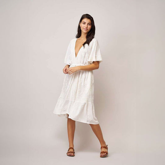- Embroidered Coverup Dress - Ivory