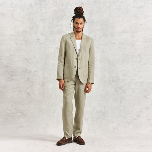 - Fintry Blazer Linen - Pale Khaki