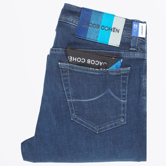 - Bard Slim Zip Jeans - Navy