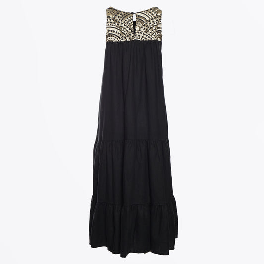 - Triangle Midi Dress - Black/Gold